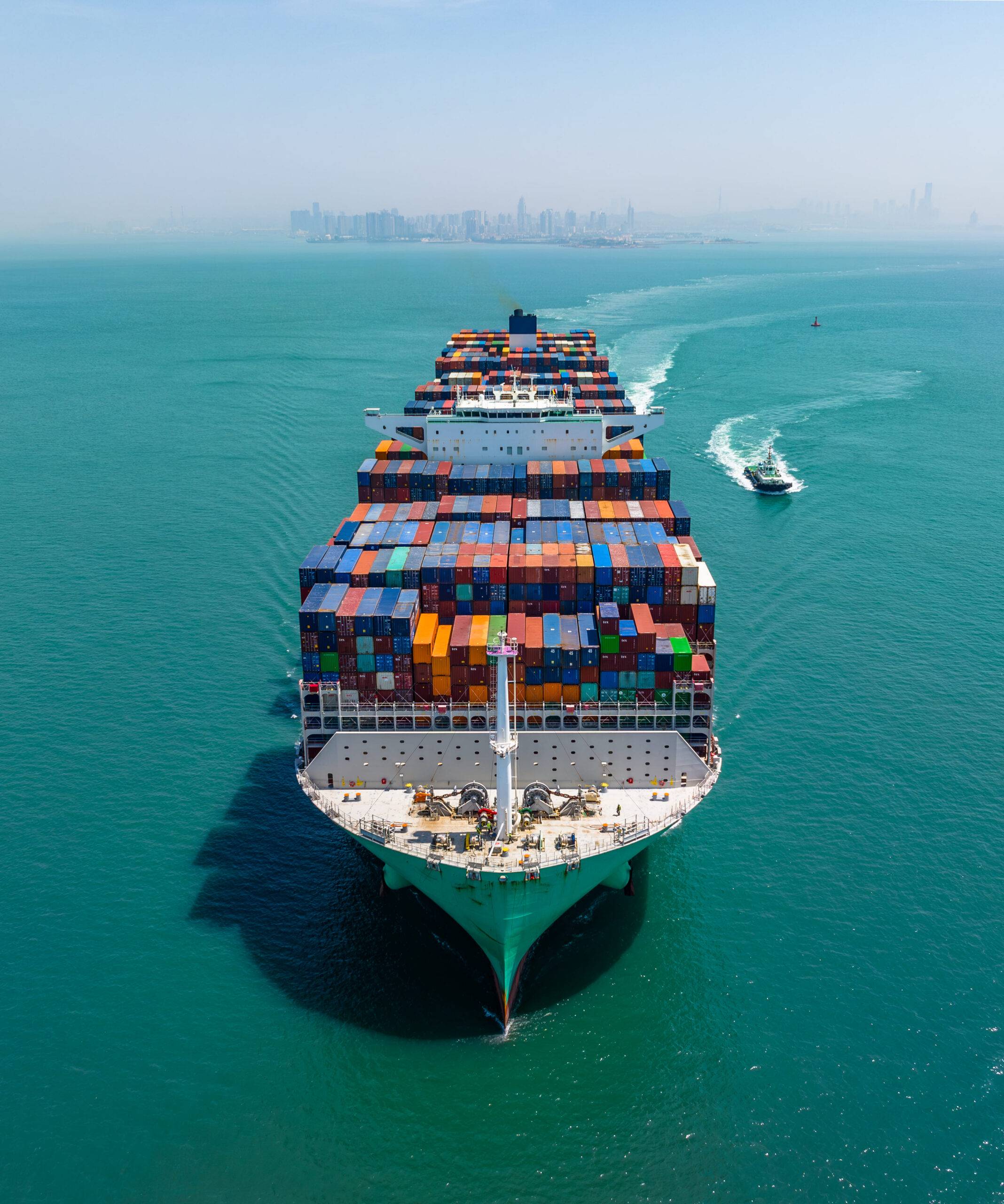 Container vessel on calm seas